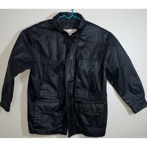David Taylor Mens Large Black Leather Full‎ Zip Jacket Coat Moto